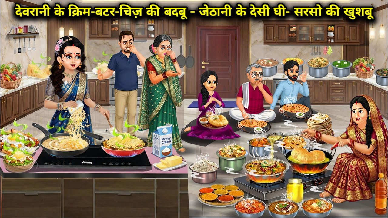 देवरानी के क्रीम-बटर-चीज की बदबू-जेठानी के देसी घी-सरसों की खुशबू | The smell of cream, butter, and.