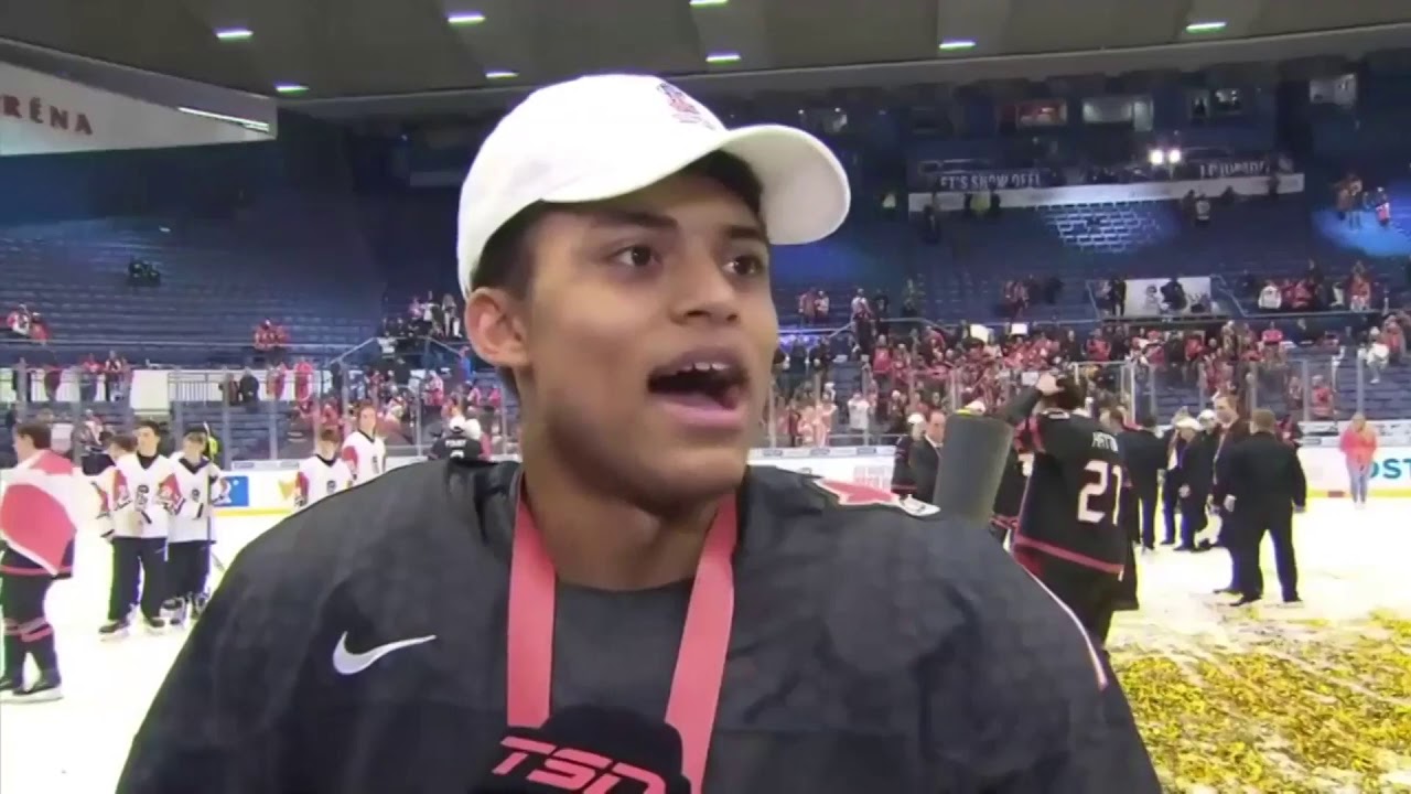 Akil Thomas - Winning goal at World Junior GOLD medal Game plus POST game INTERVIEW