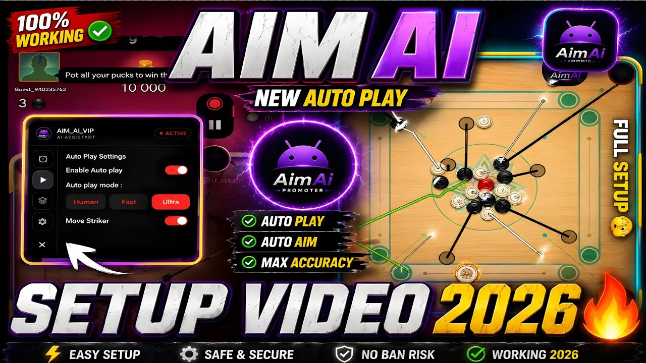 Aim AI Engine Autoplay Full Setup 2026 🔥 | Carrom Pool Auto Aim & Auto Play