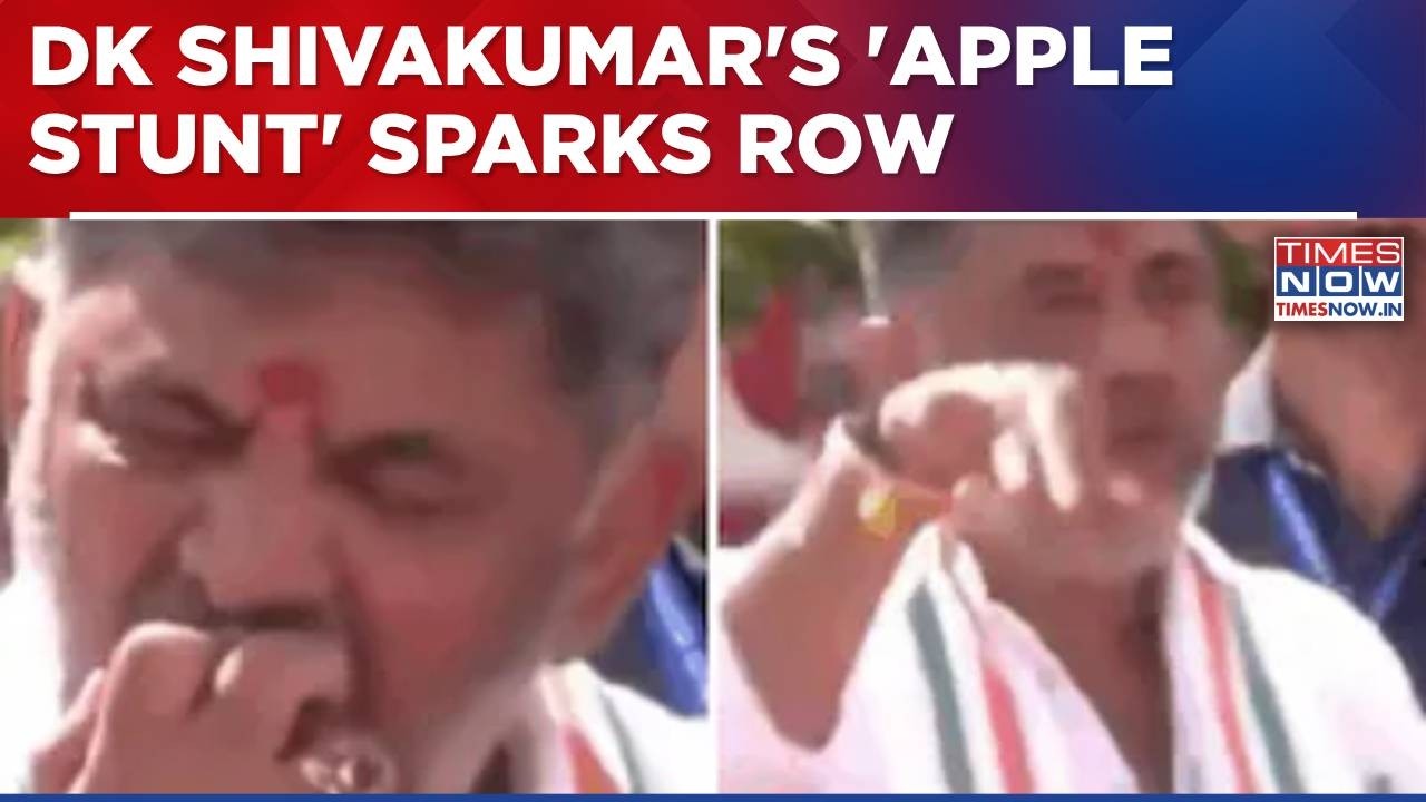 DK Shivakumar Takes Bite Of Apple, Throws It Into Crowd; BJP Takes Sharp Dig At Karnataka CM | WATCH