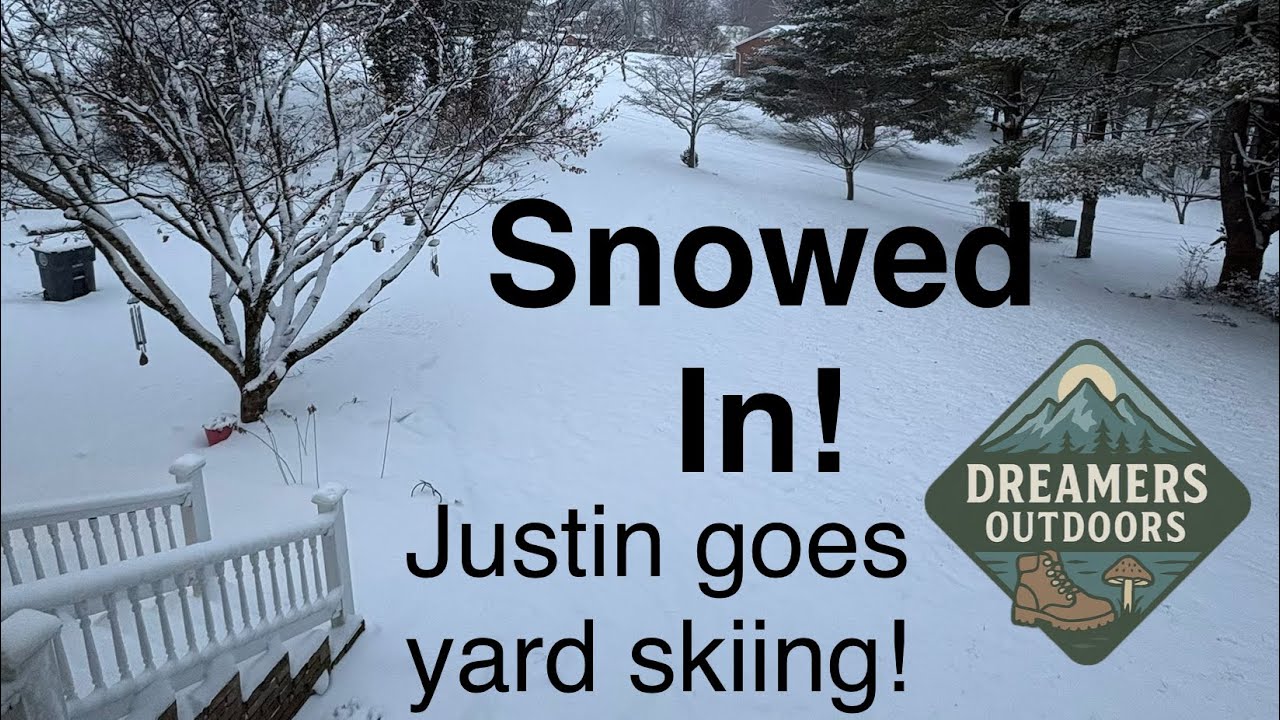 Snow Day at home! Justin goes skiing in the yard! 