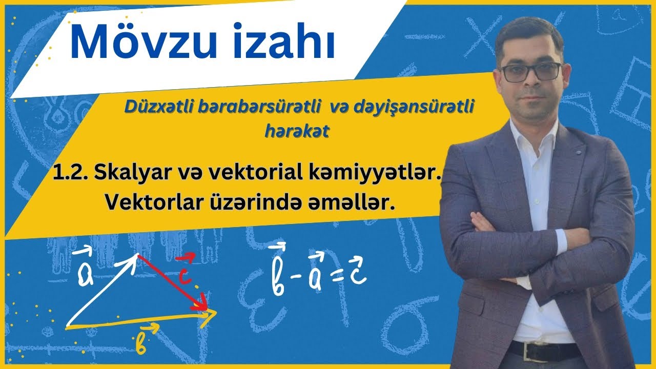 1.2. Skalyar və vektorial kəmiyyətlər.  Vektorlar üzərində əməllər. #miq #fizika #abituriyent