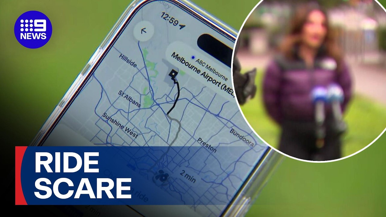 Woman locked in car during airport Uber scam | 9 News Australia