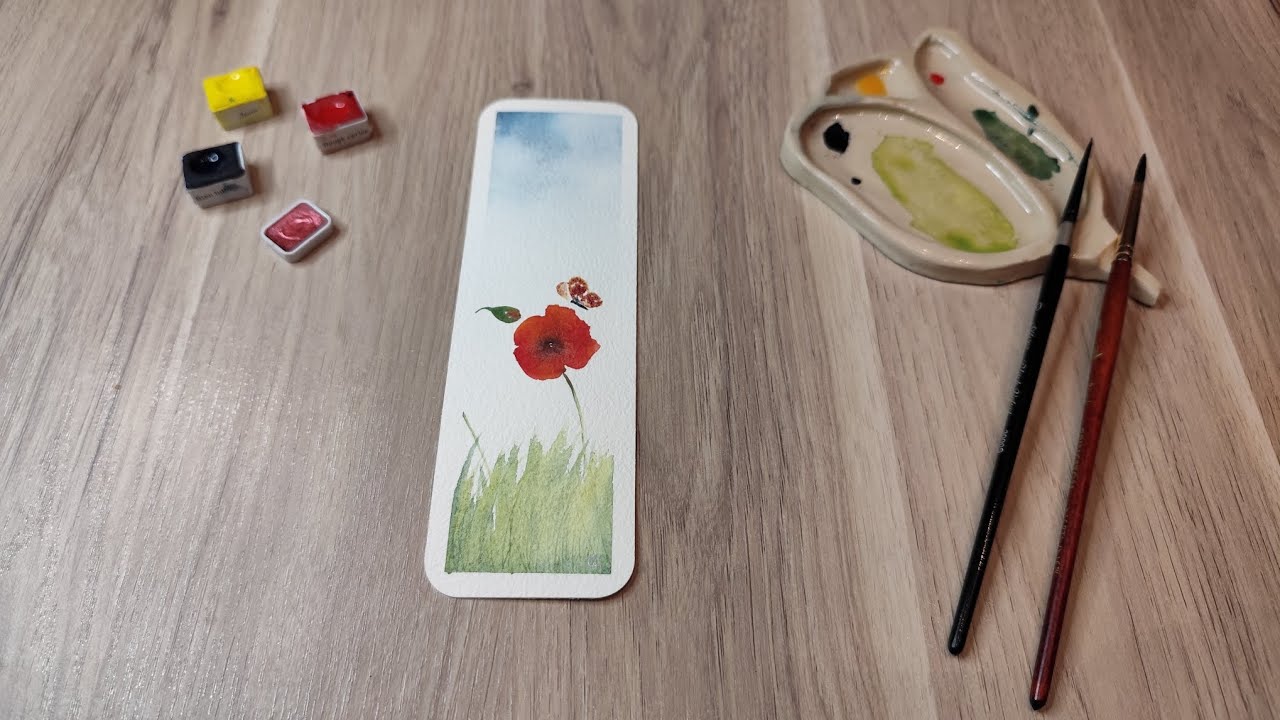 Venez peindre avec moi un marque-page à l'aquarelle ! (le Coquelicot)