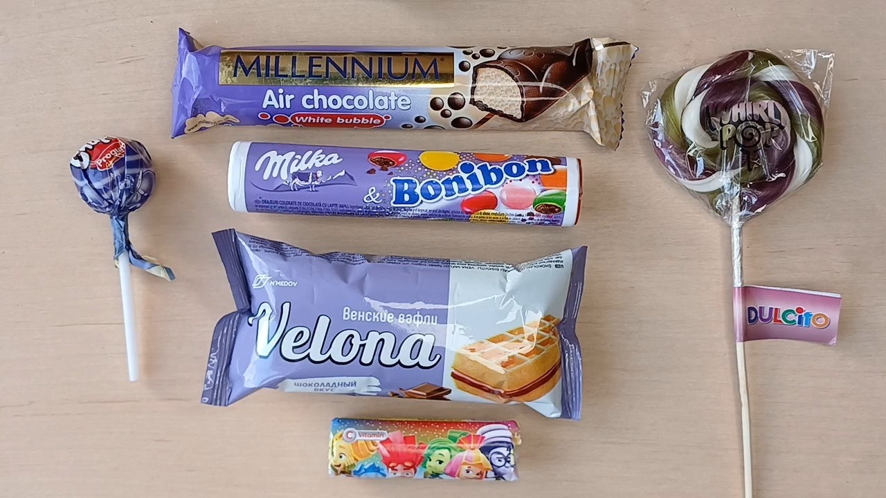 Satisfying Purple Theme ASMR | Eating Millennium White Bubble & Milka Bonibon