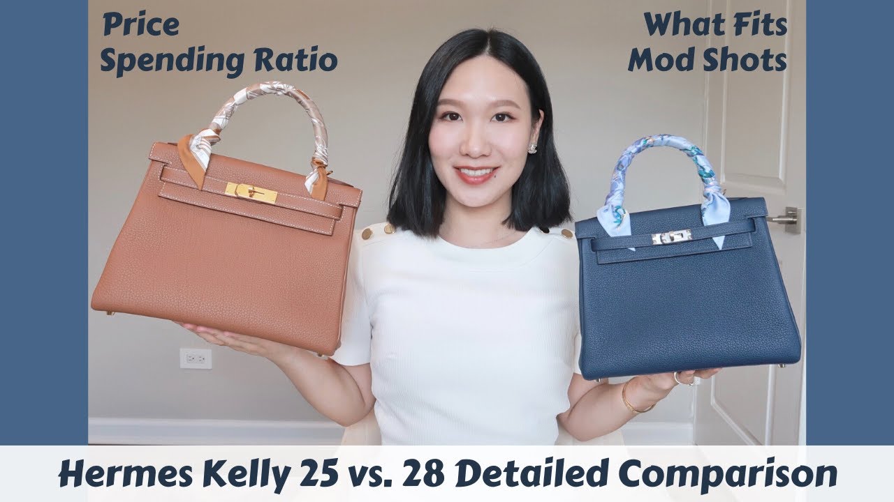 HERMES KELLY 25 VS. 28 RETOURNE COMPARISON: PRICE, DIMENSIONS, WHAT FITS, SPENDING RATIO, MOD SHOTS