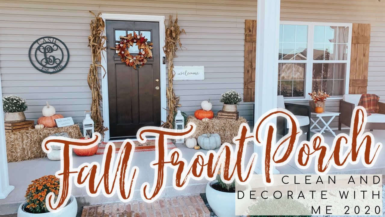 COZY FALL FRONT PORCH DECORATE WITH ME 2020 | FARMHOUSE STYLE DECORATE WITH ME @KailynCash