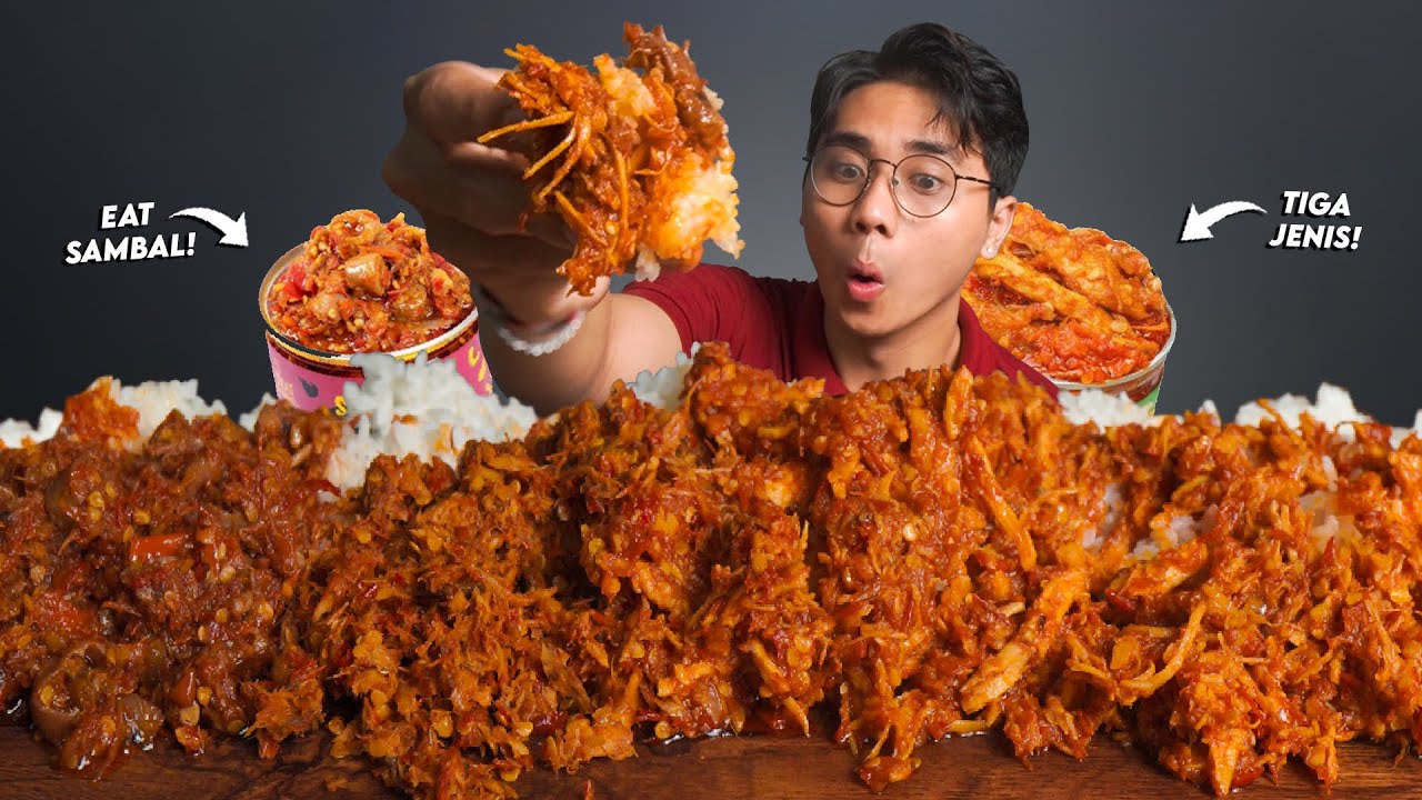 PERUT PANAS!! MUKBANG 3 JENIS EAT SAMBAL DIADUK PAKE NASI!! SAKIT PERUTT!!🥵