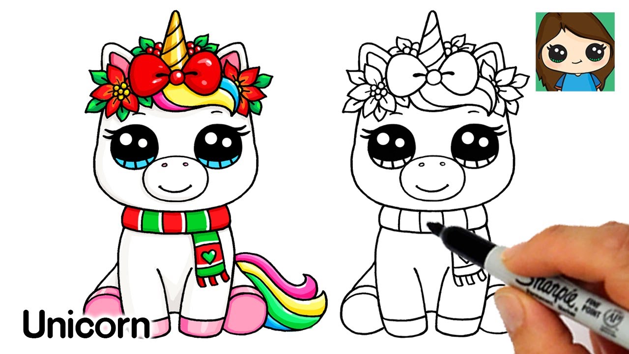How to Draw a Unicorn for Christmas 🦄🎄