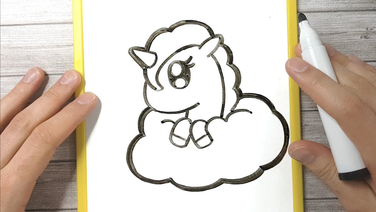 COME DISEGNARE UN UNICORNO MOLTO CARINO SULLA LAVAGNA BIANCA
