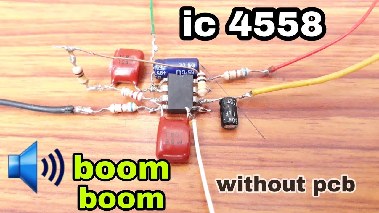 How to make bass boosted circuit ic 4558 for subwoofer