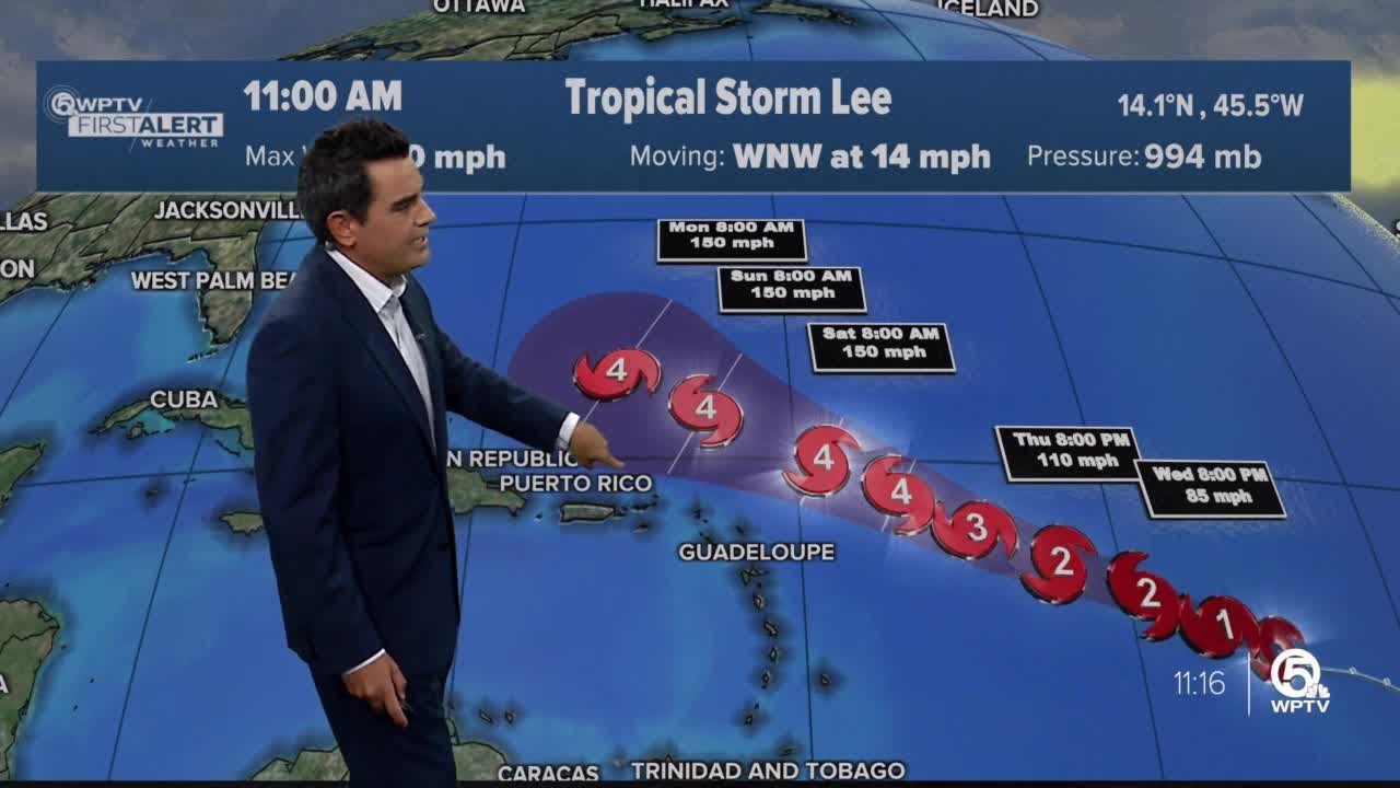 Tropical Storm Lee packing 70 mph winds