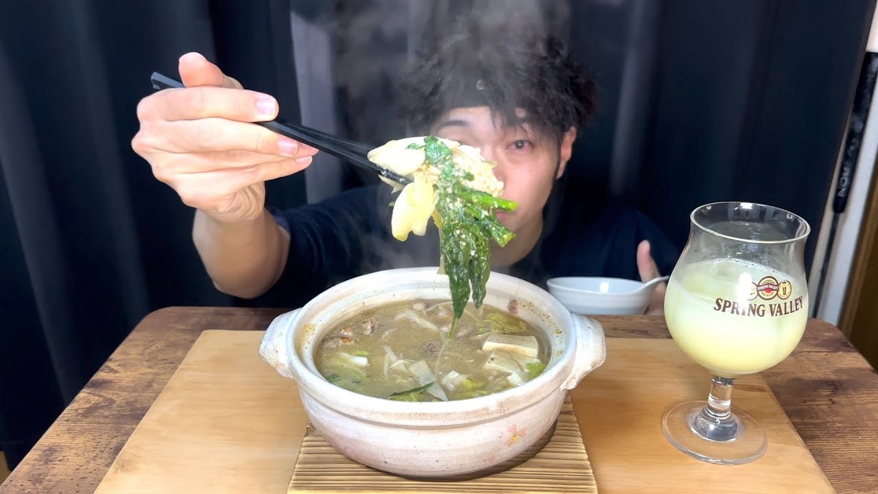 寒すぎて仕事が楽しいので地鶏みそ鍋食べてみた【ASMR 咀嚼音】