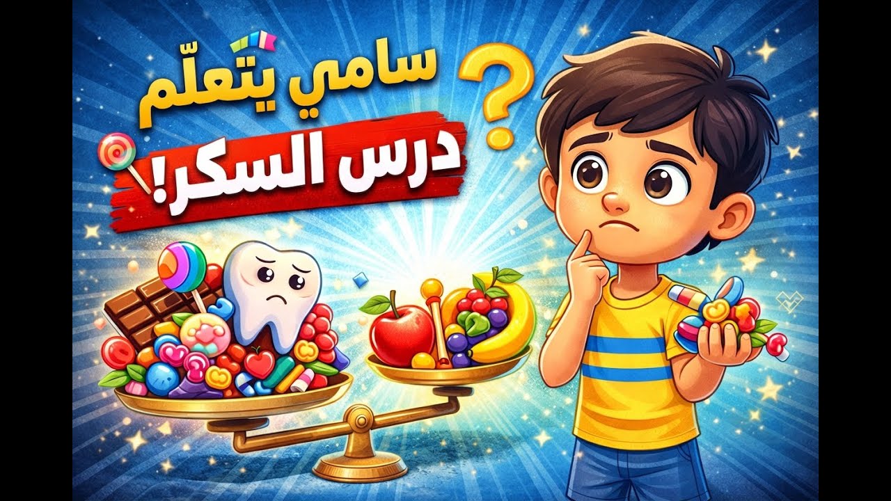 سامي يتعلّم درس السكر! 🍭🍎 | قصة تعليمية للأطفال عن الغذاء الصحي