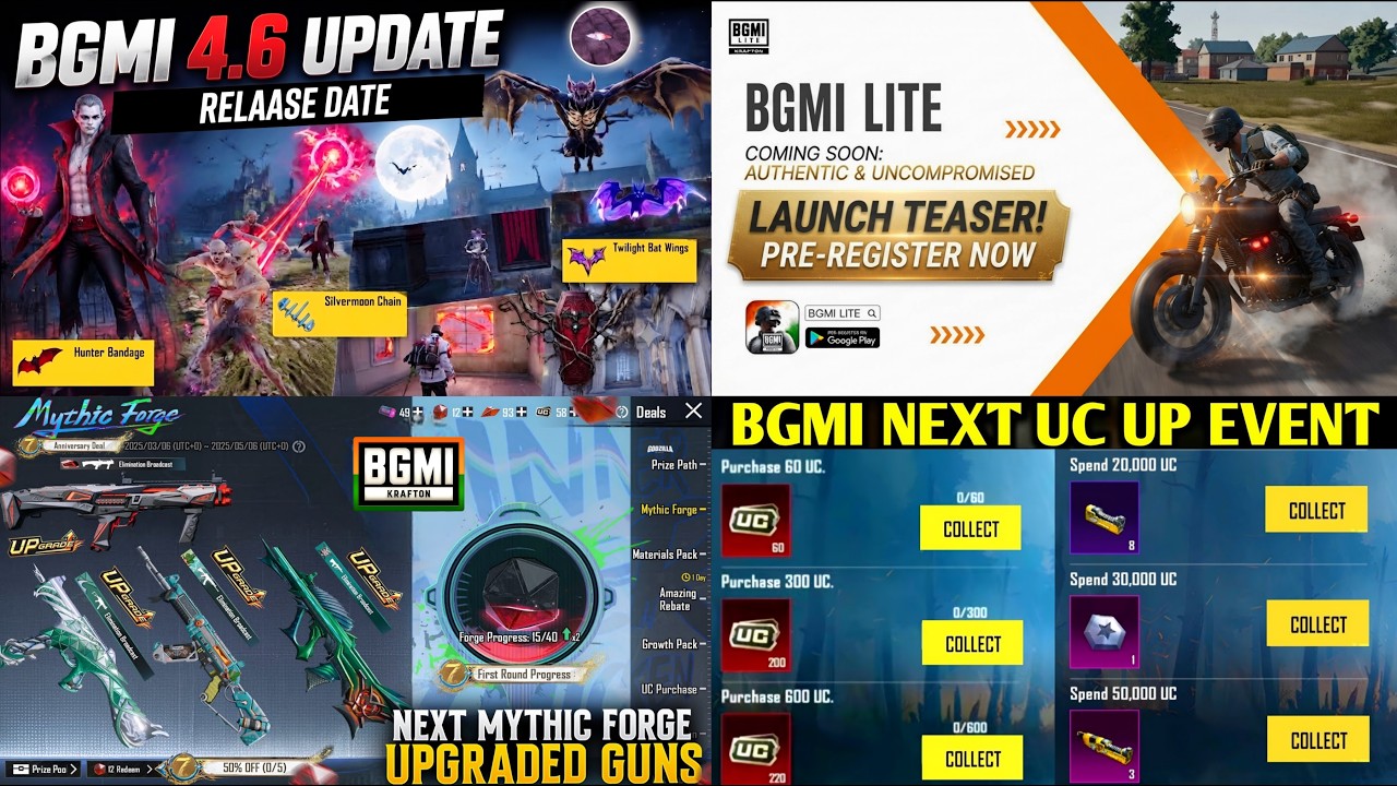 🚨 BGMI 4.6 Update Release Date? 😱 BGMI Lite Teaser Out, Next UC Up Event Date & Next Mythic Forge