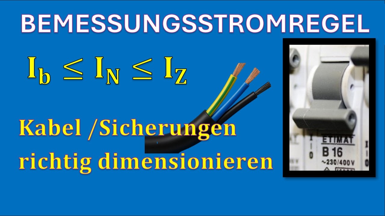 Bemessungsstromregel zur Bestimmung von Sicherungen und Leitungsquerschnitten mit Tabellen / Häufung