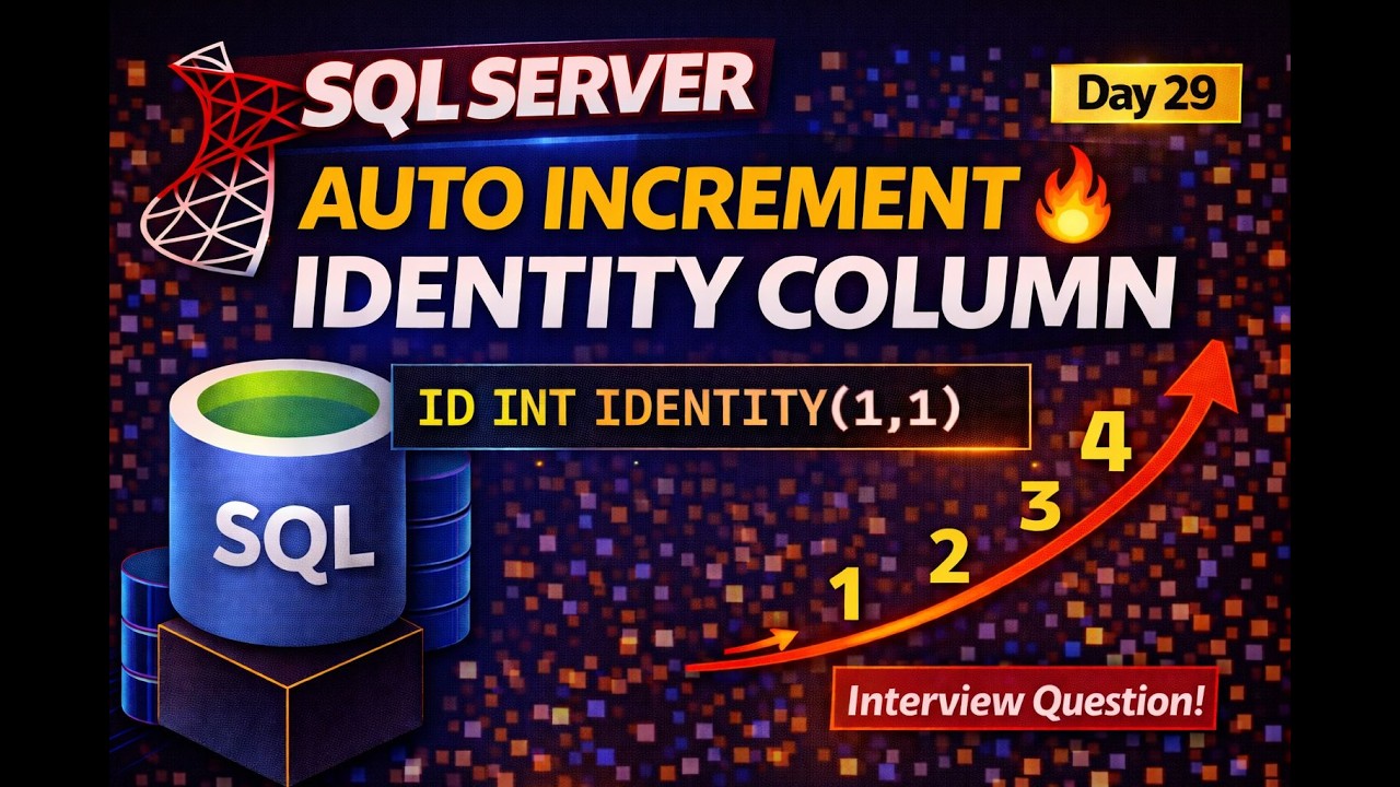 Day 29: Microsoft SQL Server Complete Course| Identity Column #sqlserver #sqlinterviewquestions