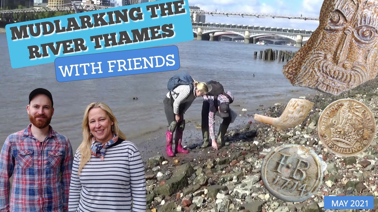 Mudlarking the River Thames in London with friends - June 2021