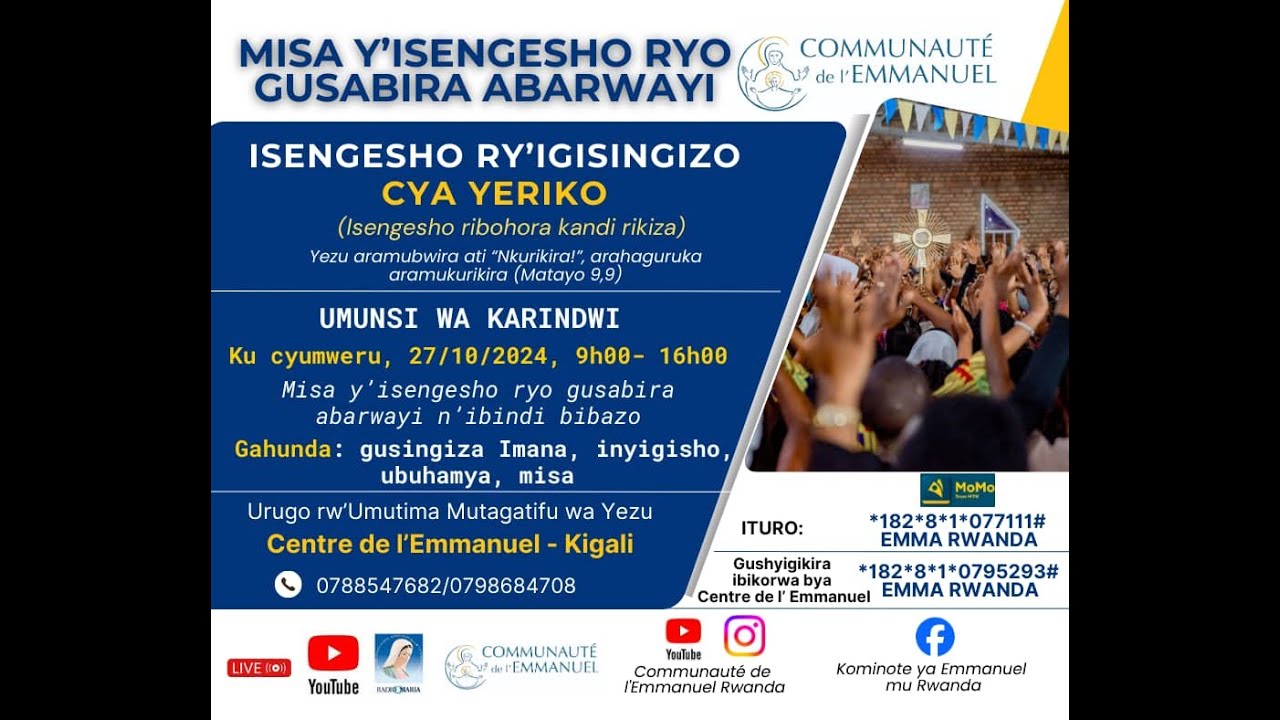 UMUNSI WA 7: IGISINGIZO CYA YERIKO ISENGESHO RYO GUSABIRA ABARWAYI.      27 10 2024