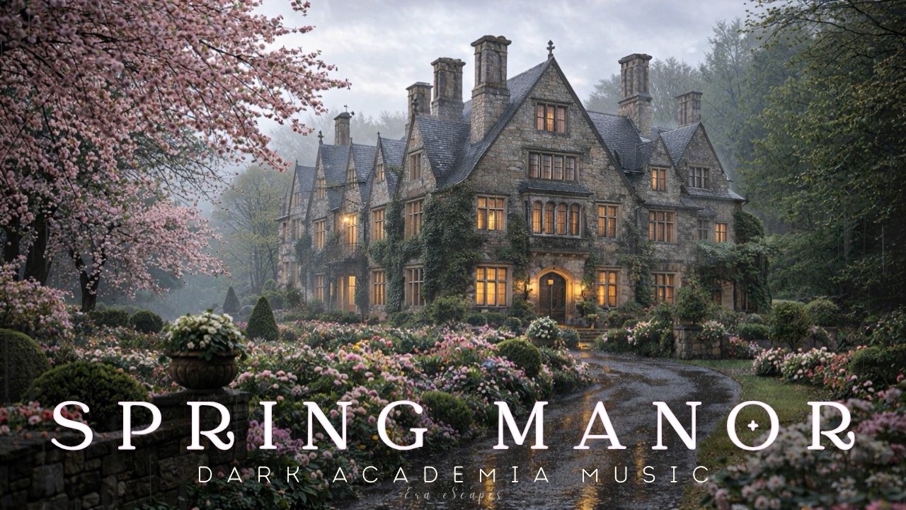 Rainy Spring Manor | Dark Academia Piano & Rain Ambience