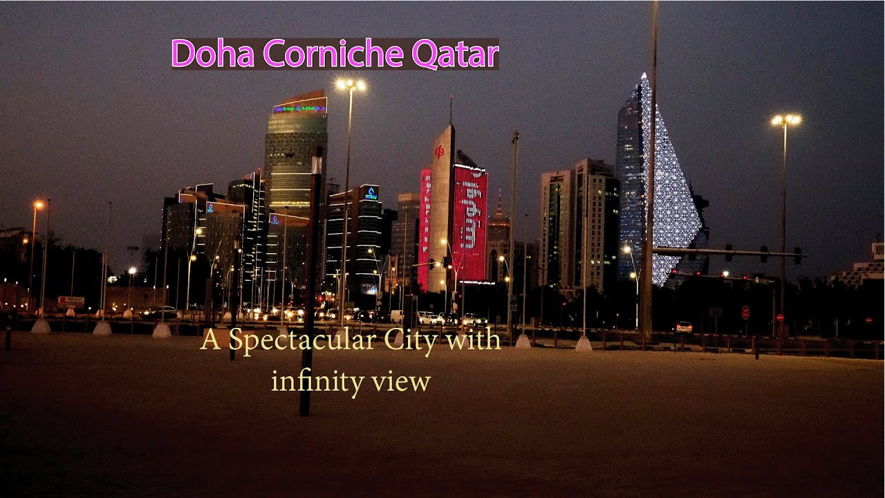 Doha Corniche Qatar Night view  unique spectacular infinity