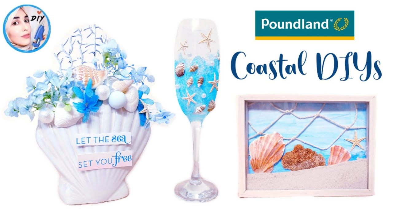 🔴POUNDLAND DIY, Nautical Decor Craft Ideas, Beach Decorations, Seashell Decorating