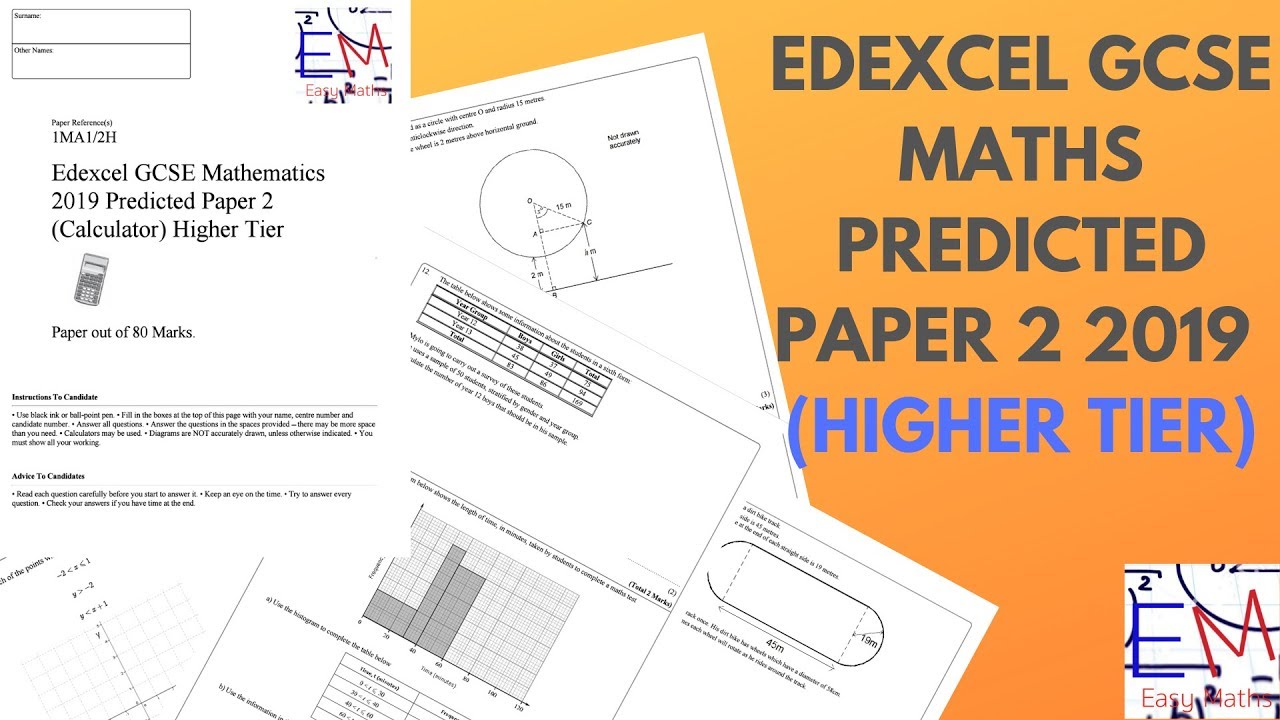 Edexcel GCSE Maths Paper 2 Predicted Paper 2019 - Higher Tier