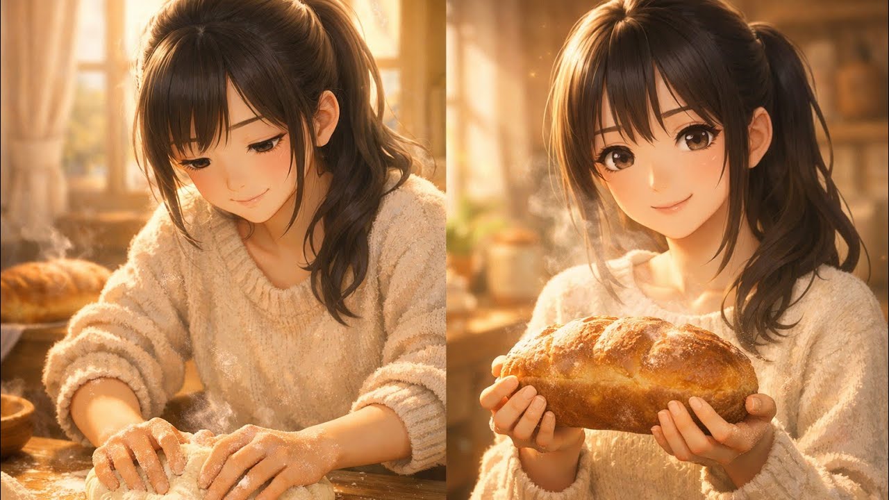 Cozy Anime ASMR: Baking Fresh Bread & Relaxing Tea Time