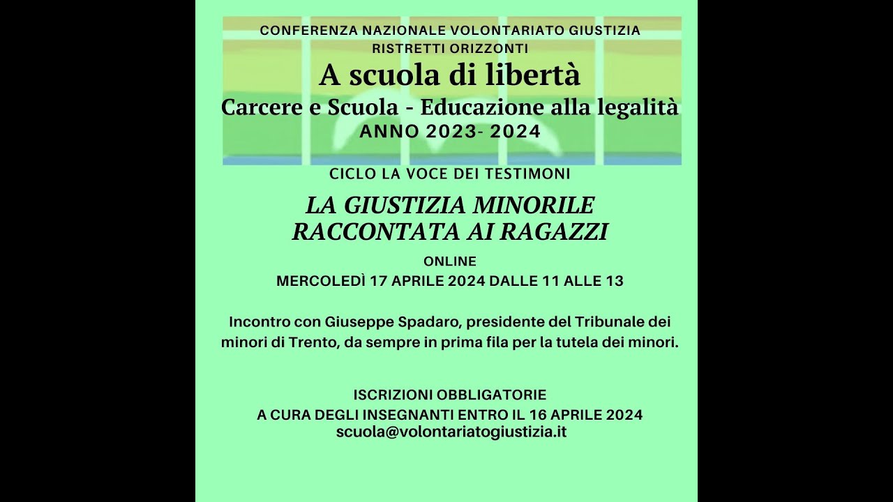 LA GIUSTIZIA MINORILE RACCONTATA AI RAGAZZI. INCONTRO CON GIUSEPPE SPADARO.