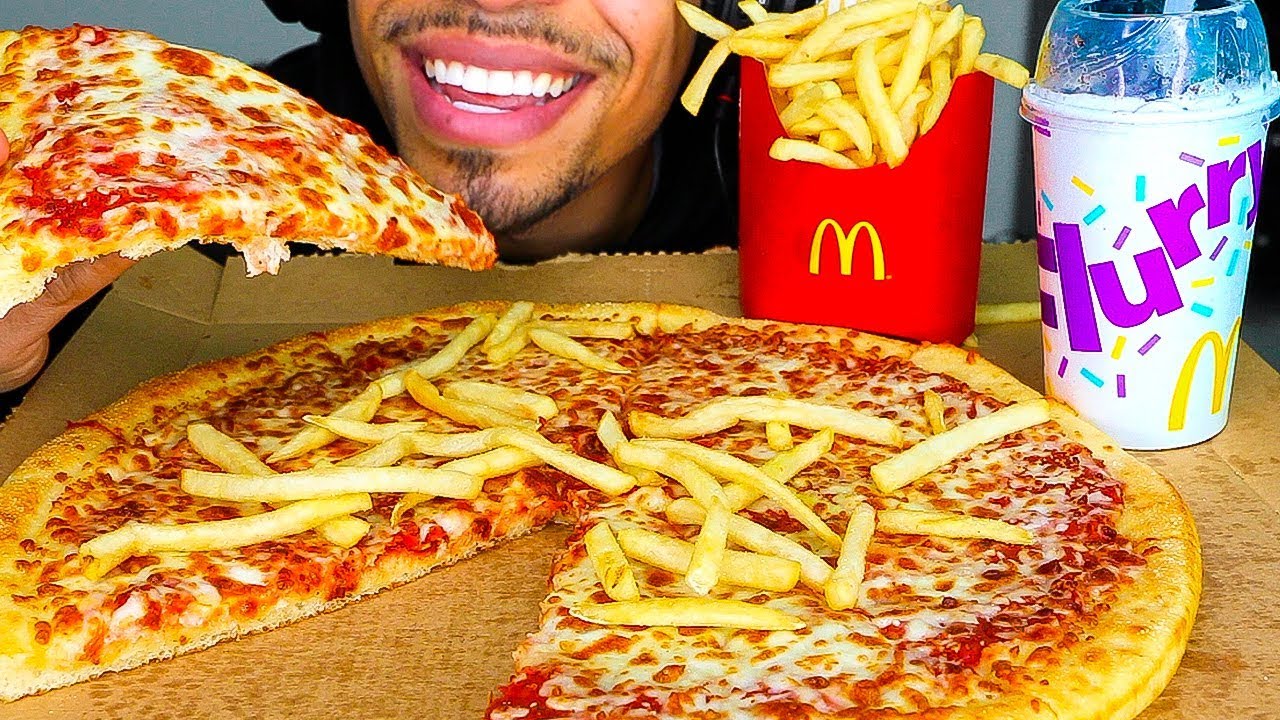 ASMR LITTLE CAESARS PIZZA & MCDONALD'S OREO MCFLURRY & FRIES MUKBANG | EATING SHOW NO TALKING