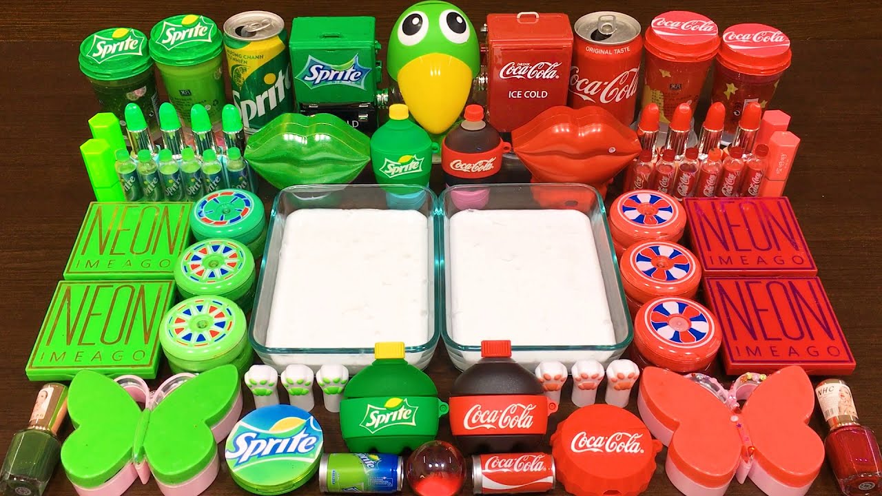 SPRITE vs COCACOLA! Mixing Random into GLOSSY Slime ! Satisfying Slime Video #286