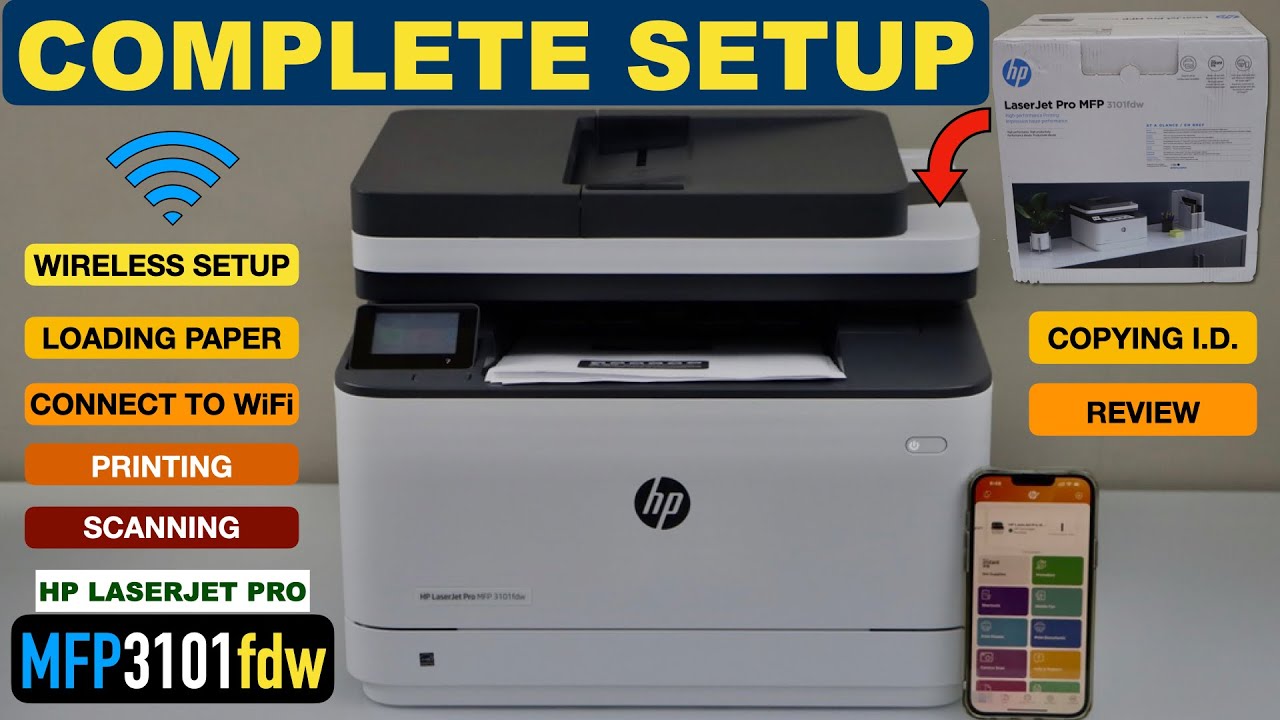 HP Laserjet Pro MFP 3101fdw Setup, Unboxing, Wireless Setup, Printing, Scanning, Copying, Review .