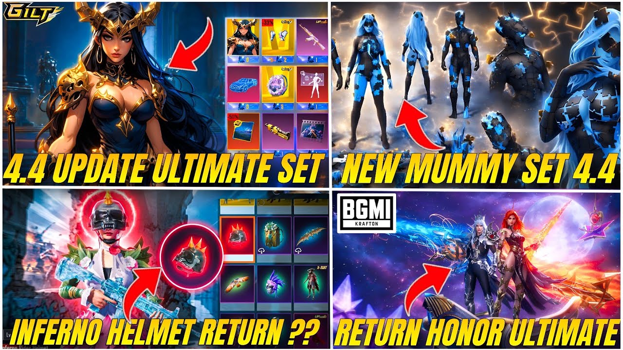 : BGMI New Ultimate Set 4.4 Update | Inferno Helmet & Honor Spin Release Date