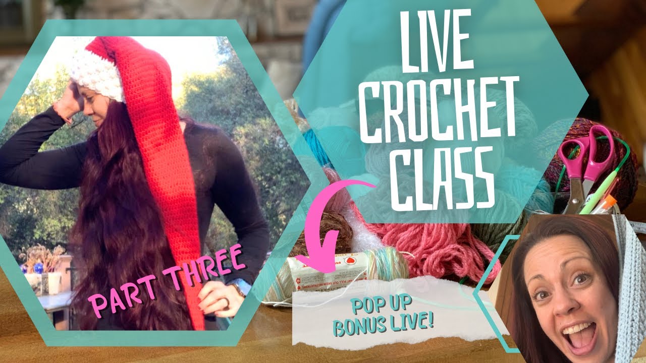 Crochet Santa Hat Tutorial 🎅✨ | Long Santa Hat With Bobble Brim & Pom • FINAL Part (Pop-Up Live)