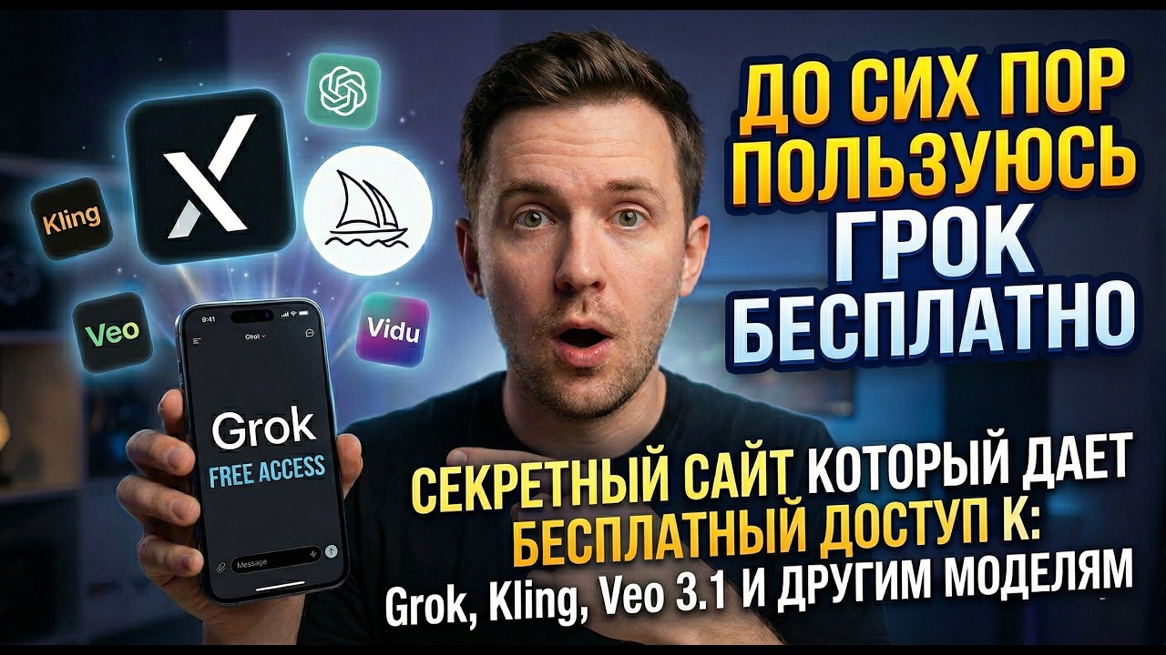 Генерирую в Grok БЕСПЛАТНО до сих пор! Секретный сайт дает бесплатный доступ к Грок, Kling, Veo и др
