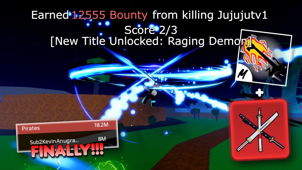 Finally... I got 8M bounty and Raging Demon title at level 1319 (Blox Fruit)