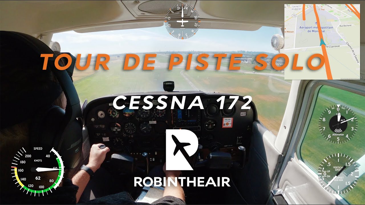 Premiers tour de piste Solo || Saint-Hubert CYHU || Cessna 172 || Gopro 11 & 12 avec Télémétrie