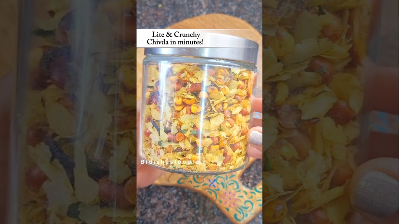 ✨️Zero Oil Snacks Idea|Healthy Lite Chivda Recipe |Tea Time Munchies| Roasted Poha Namkeen #shorts