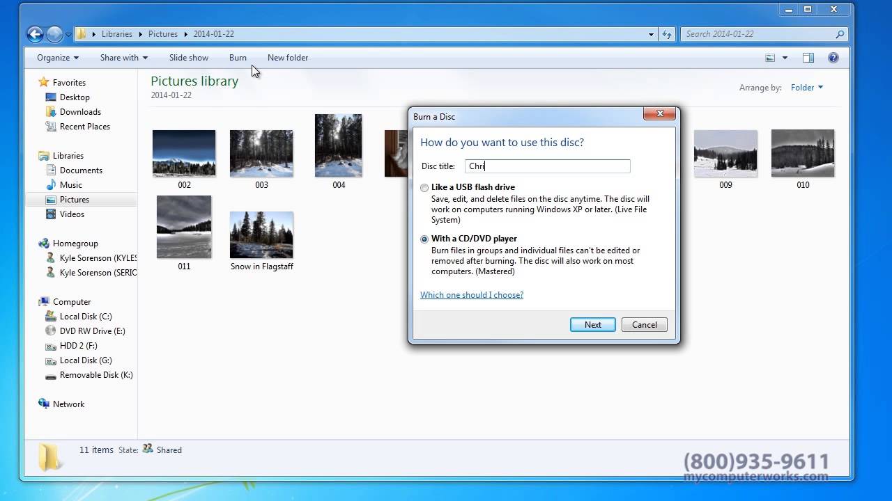 Burn Pictures to DVD
