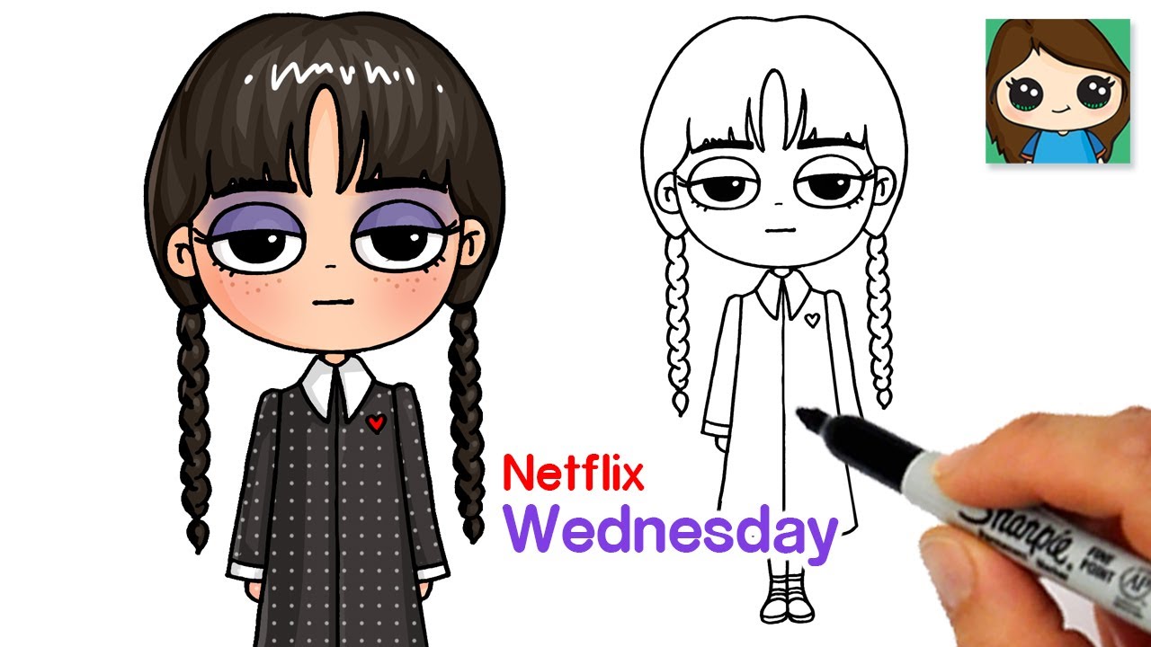 How to Draw Wednesday Easy | Netflix Addams Family
