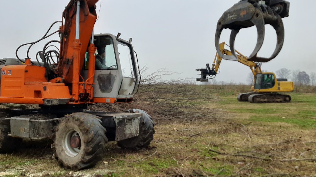 Taglio Piante Komatsu Pc200 + Cesoia & Fiat Hitachi Fh 130 W3 + Pinza con Motosega Interlam