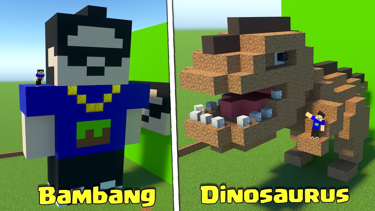 Build Battle Membuat Bambang dan Dinosaurus di MCPE