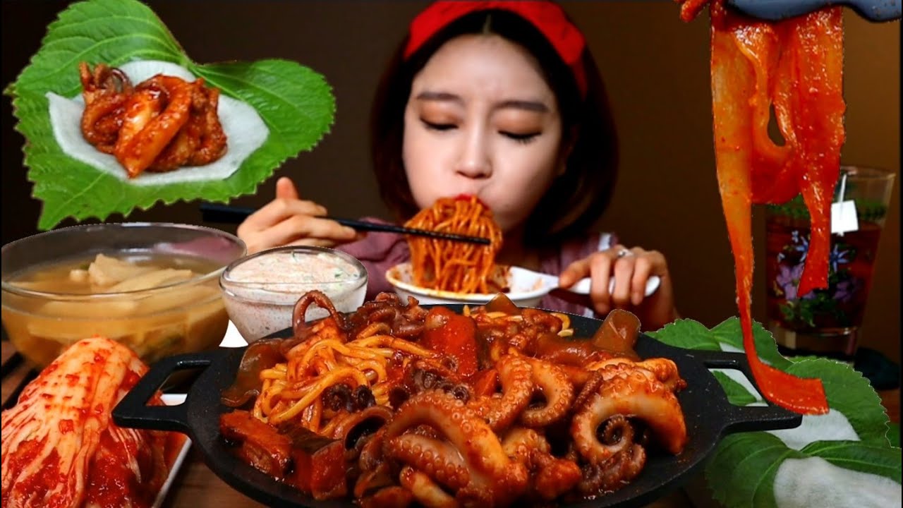 SUBㅣASMR 매콤한 용두동쭈꾸미로 볶음짬뽕 한국당면 중화면 어묵탕 날치알청양마요 만들기 먹방 MUKBANG