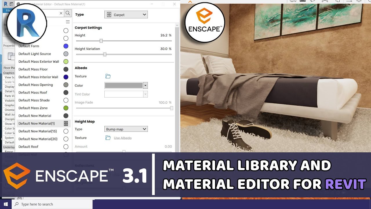 Enscape 3.1 для Revit | Как использовать новую библиотеку материалов и редактор Enscape