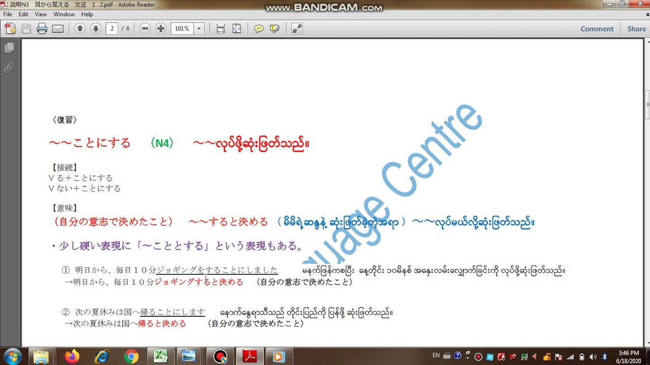 N3  文法　1　ことにしている  1　World Language Centre (Inzali Aung)