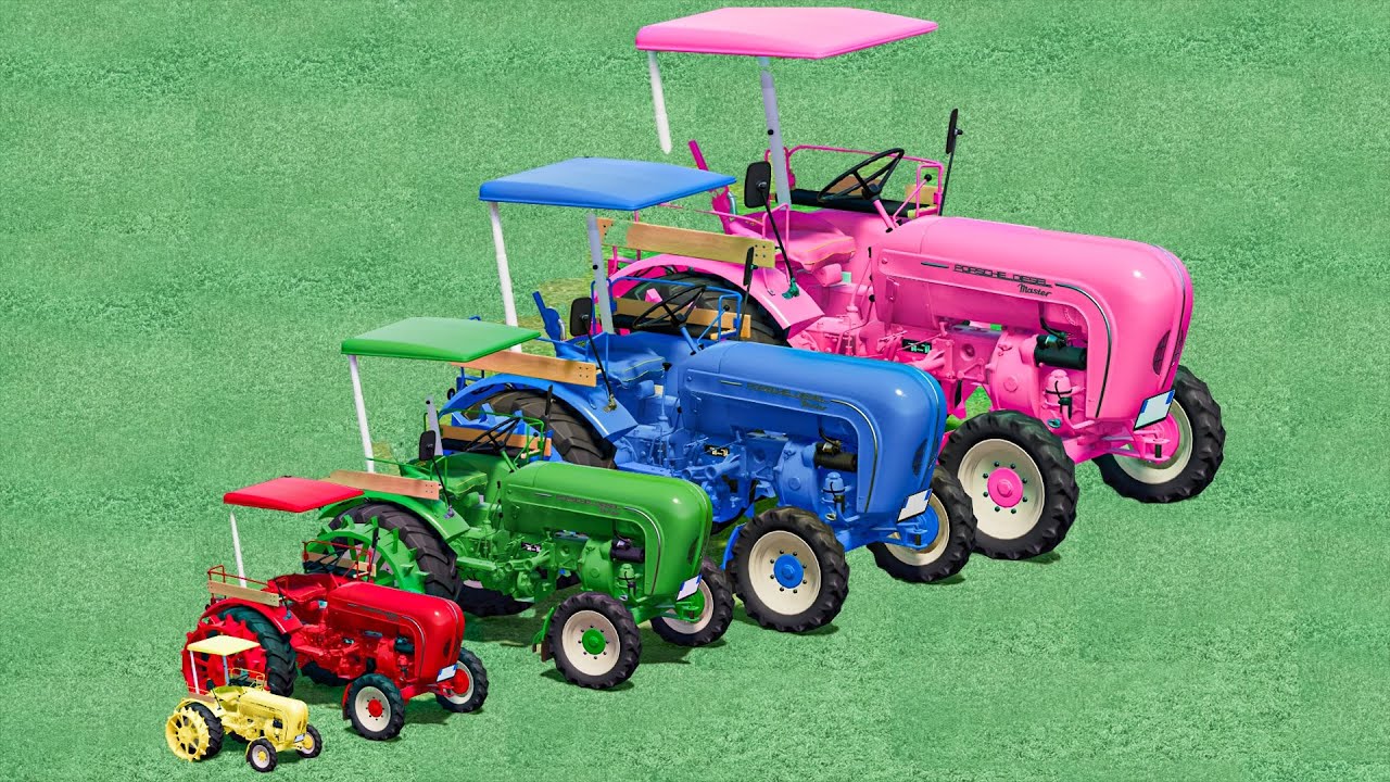 Transportıng Small TO Gıant Tractors with BLUE & RED & YELLOW & PINK & GREEN ! Farming Similator 22