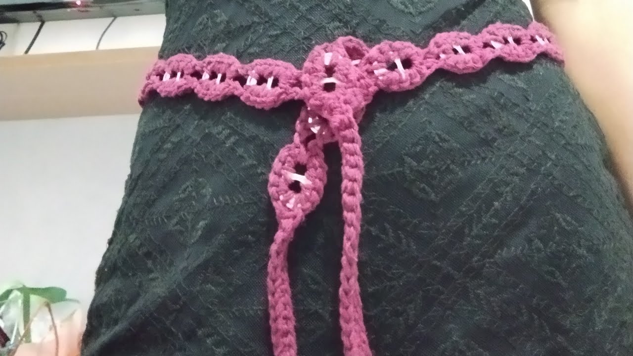 cinto em crochê,com lacre de latinha.