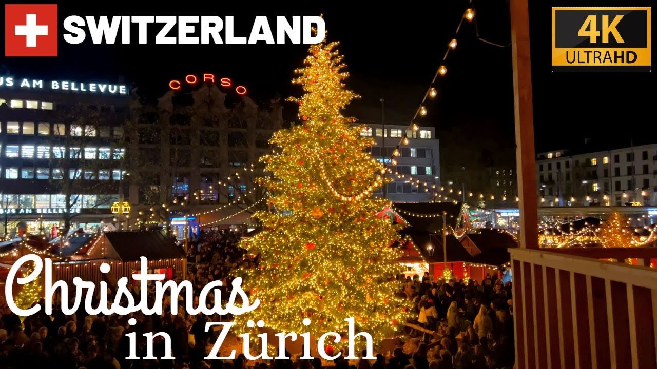 4K Christmas Lights in Zürich Switzerland 2022 | Christmas in Switzerland
