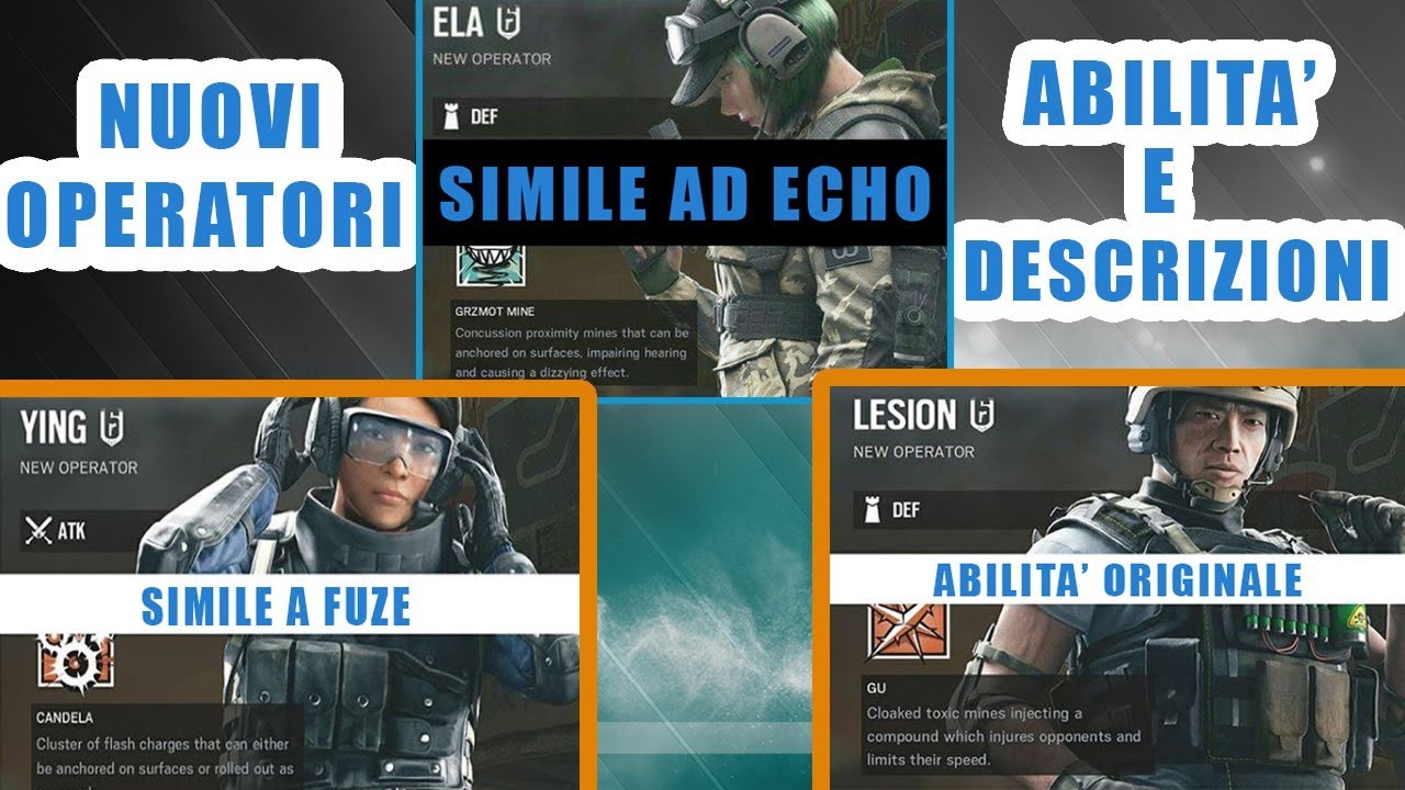 ECCO I NUOVI OPERATORI - ABILITA' E DESCRIZIONI Rainbow Six Siege ITA