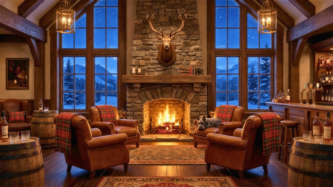 Scottish Highland Pub Ambience 🔥 Cozy Fireplace, Celtic Bagpipes & Relaxing Music